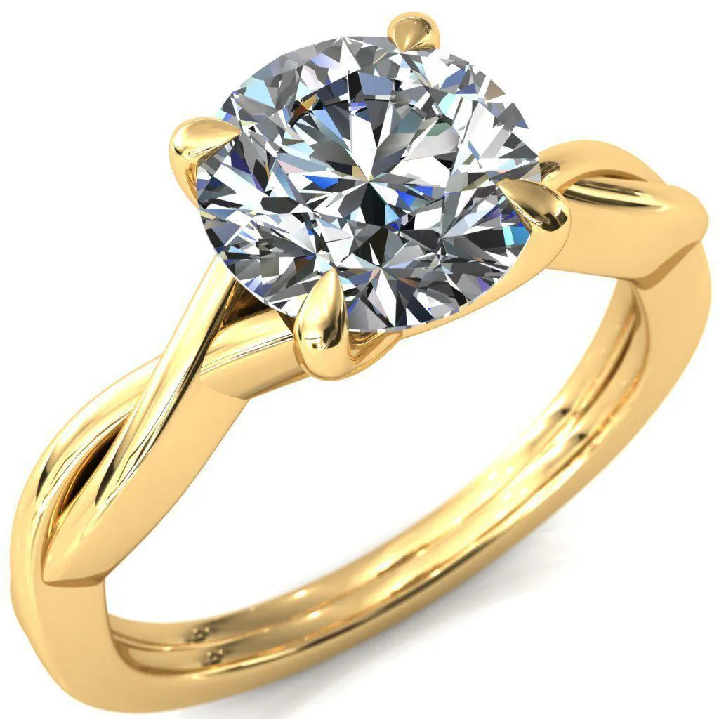 Lucia Round Center Stone 4 Claw Prong 1/2 Infinity Solitaire Ring Engagement Ring