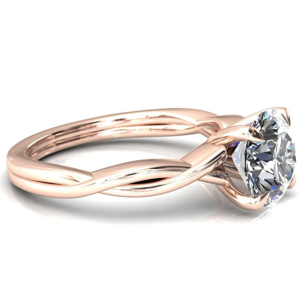 Lucia Round Center Stone 4 Claw Prong 1/2 Infinity Solitaire Ring Engagement Ring