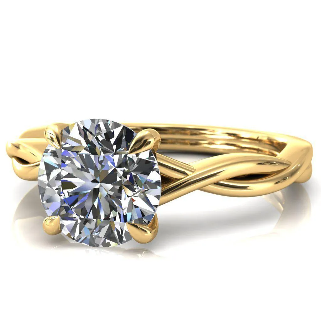 Lucia Round Center Stone 4 Claw Prong 1/2 Infinity Solitaire Ring Engagement Ring
