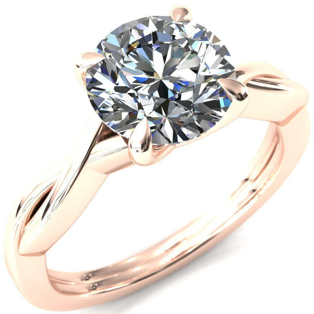 Lucia Round Center Stone 4 Claw Prong 1/2 Infinity Solitaire Ring Engagement Ring