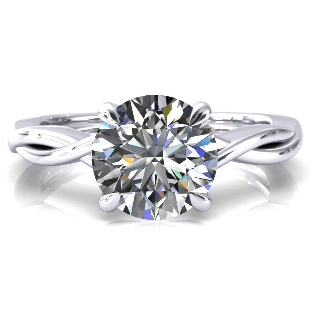 Lucia Round Center Stone 4 Claw Prong 1/2 Infinity Solitaire Ring Engagement Ring