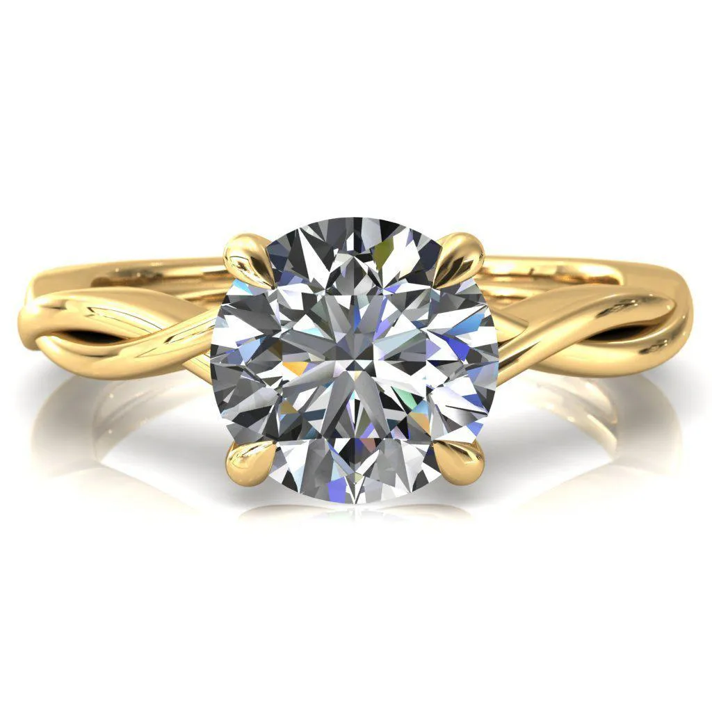 Lucia Round Center Stone 4 Claw Prong 1/2 Infinity Solitaire Ring Engagement Ring