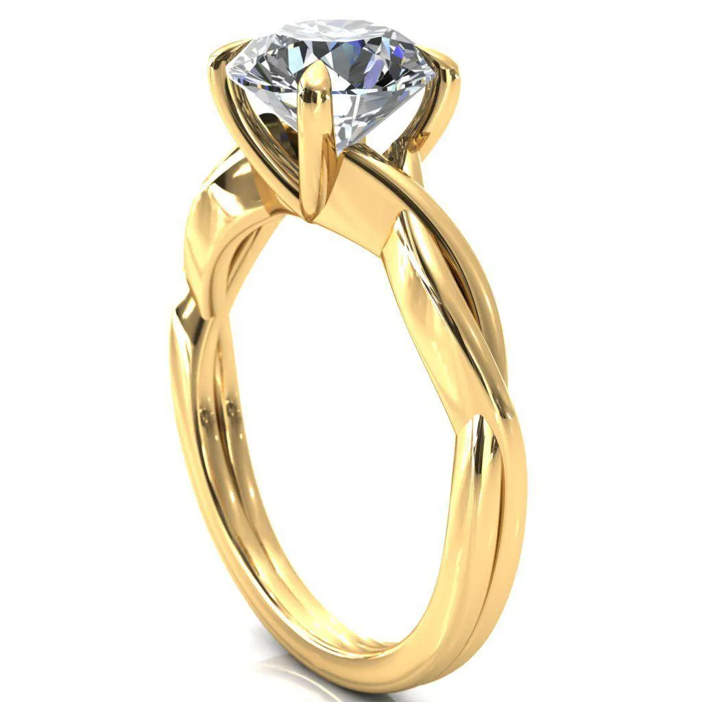Lucia Round Center Stone 4 Claw Prong 1/2 Infinity Solitaire Ring Engagement Ring