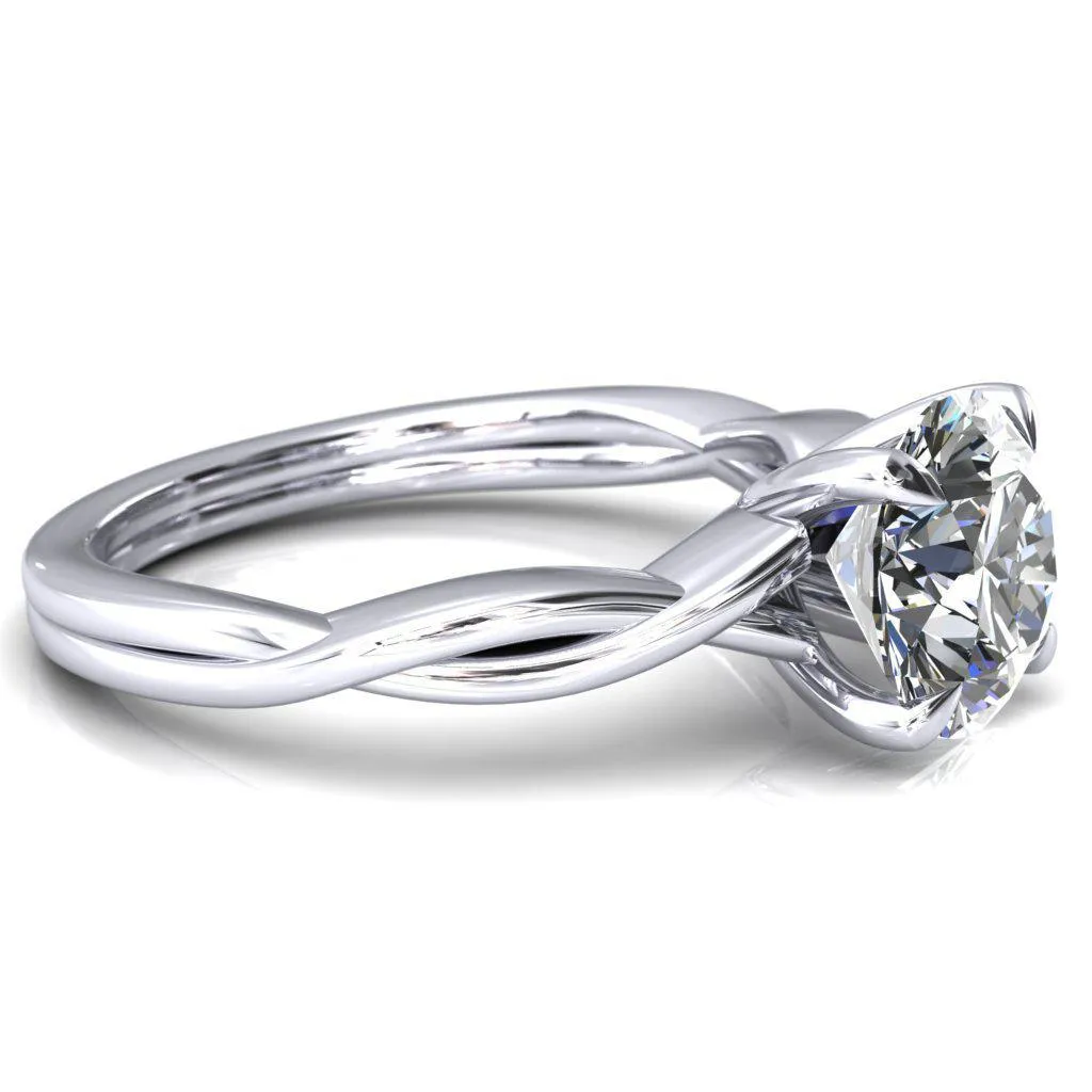 Lucia Round Center Stone 4 Claw Prong 1/2 Infinity Solitaire Ring Engagement Ring