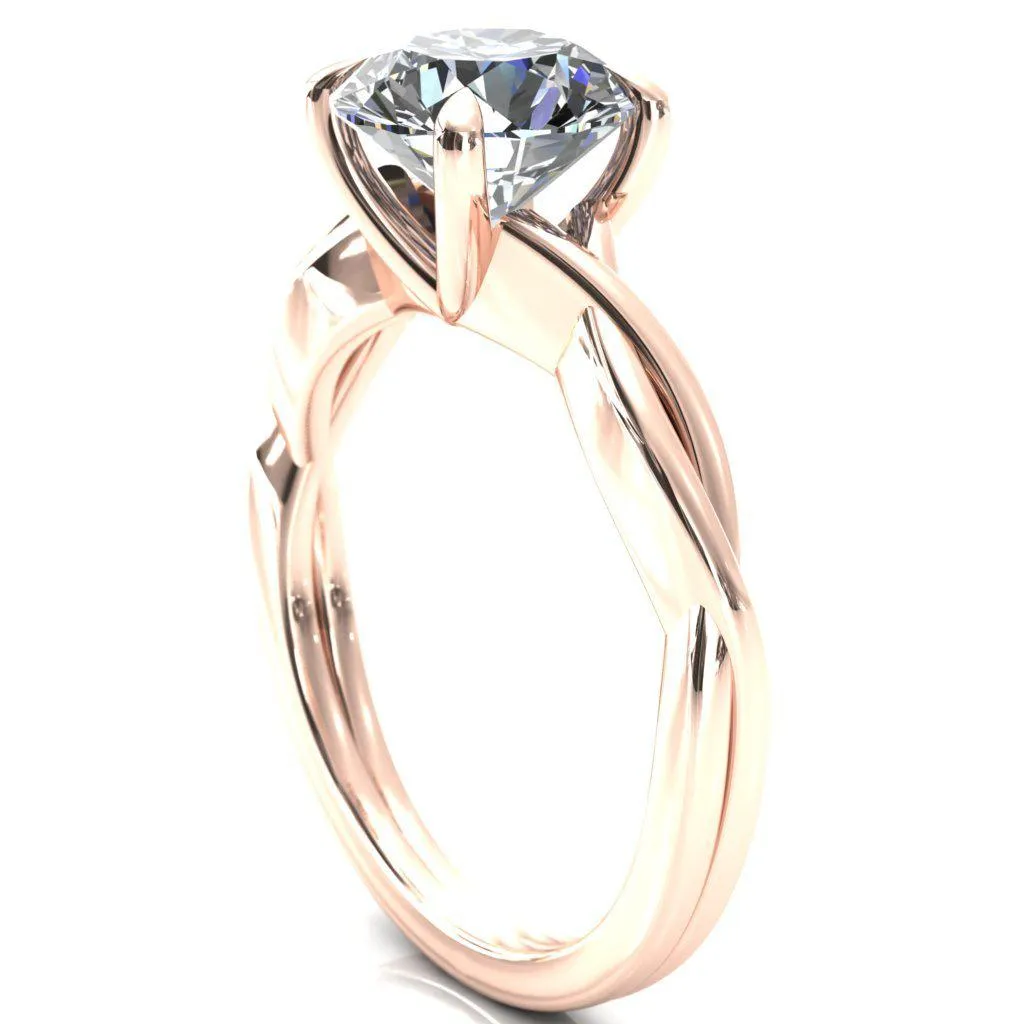 Lucia Round Center Stone 4 Claw Prong 1/2 Infinity Solitaire Ring Engagement Ring