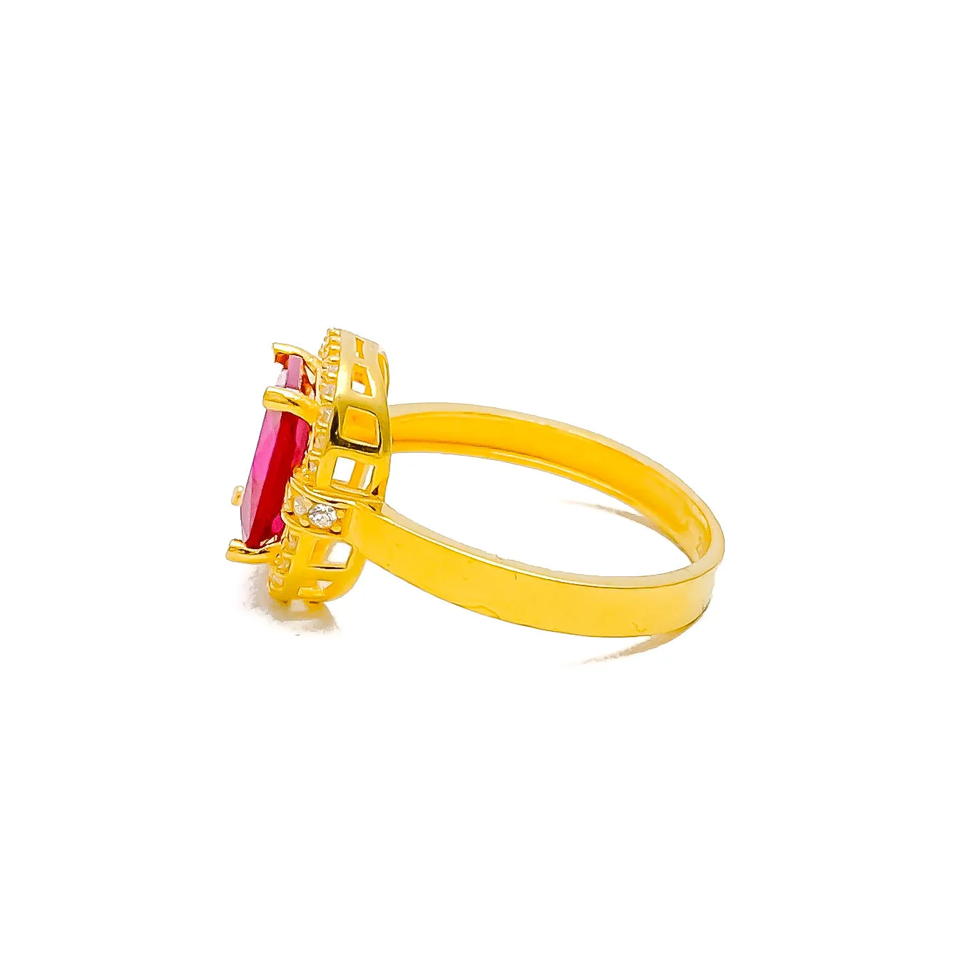 Luminous Sleek 22k Gold CZ Ring w/ Solitaire Stone