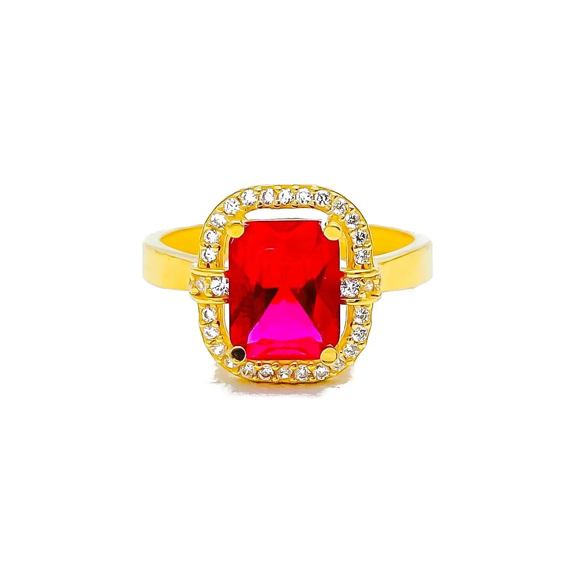 Luminous Sleek 22k Gold CZ Ring w/ Solitaire Stone