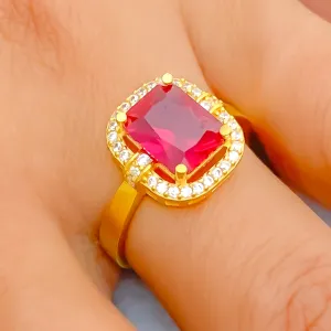 Luminous Sleek 22k Gold CZ Ring w/ Solitaire Stone
