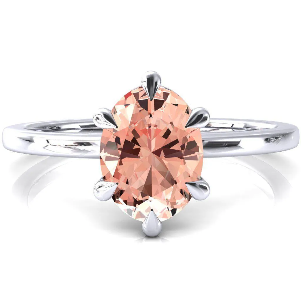Lyla Oval Champagne Sapphire 6 Claw Prong Single Rail Solitaire Ring