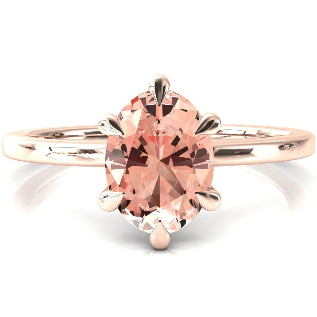 Lyla Oval Champagne Sapphire 6 Claw Prong Single Rail Solitaire Ring