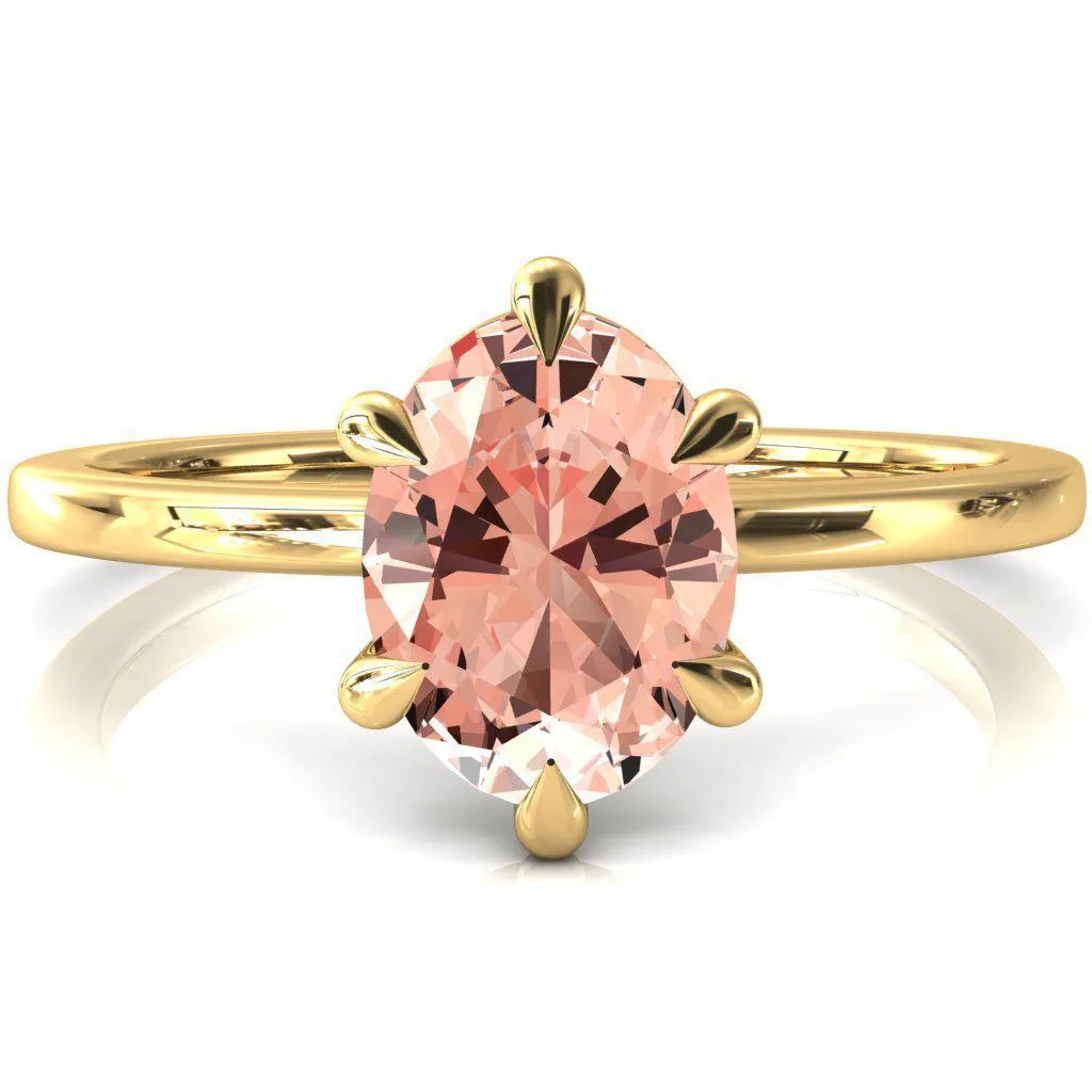 Lyla Oval Champagne Sapphire 6 Claw Prong Single Rail Solitaire Ring