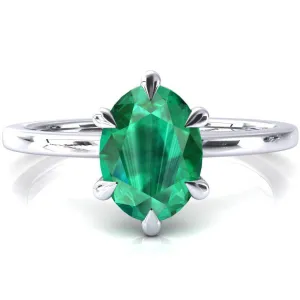 Lyla Oval Emerald 6 Claw Prong Single Rail Solitaire Ring