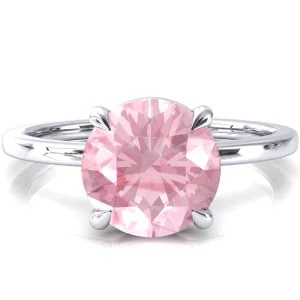 Lyla Round Pink Sapphire 4 Claw Prong Single Rail Solitaire Ring