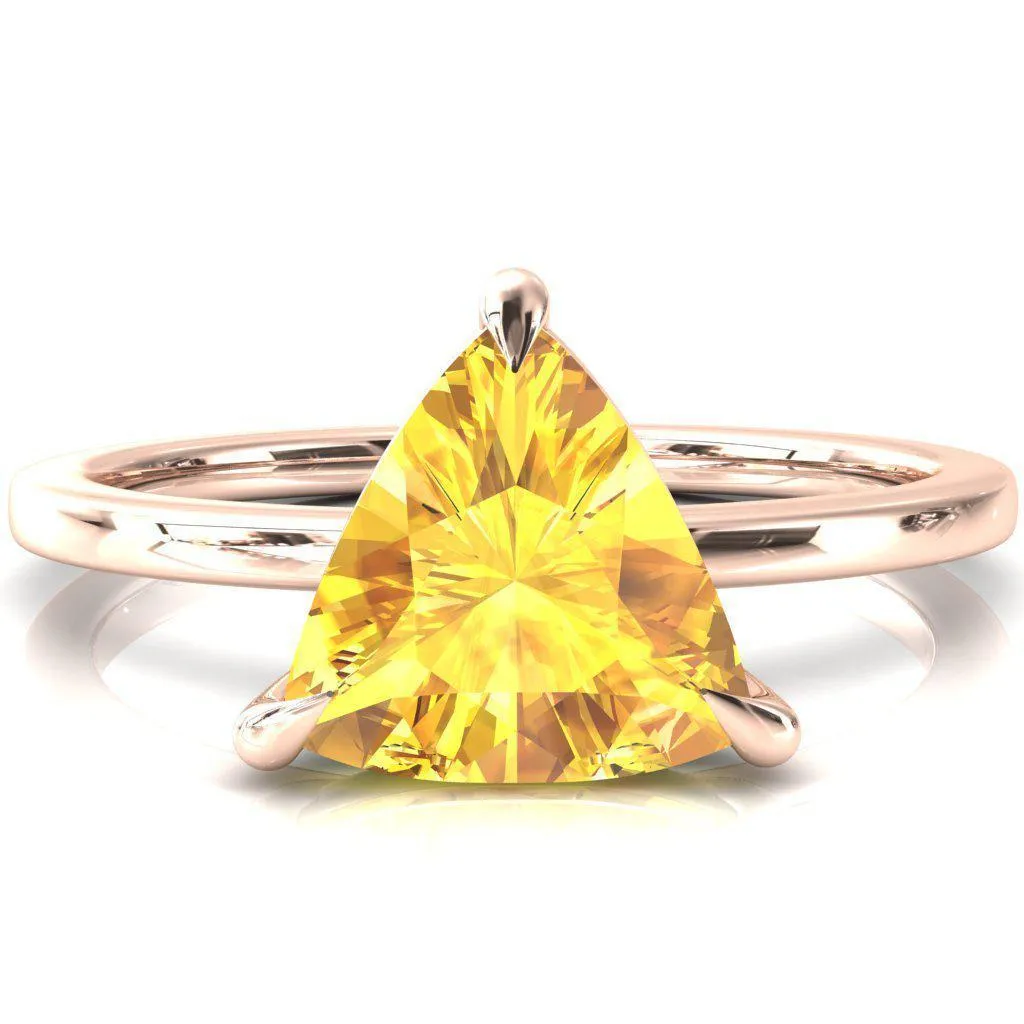 Lyla Trillion Yellow Sapphire 4 Claw Prong Single Rail Solitaire Ring