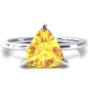 Lyla Trillion Yellow Sapphire 4 Claw Prong Single Rail Solitaire Ring