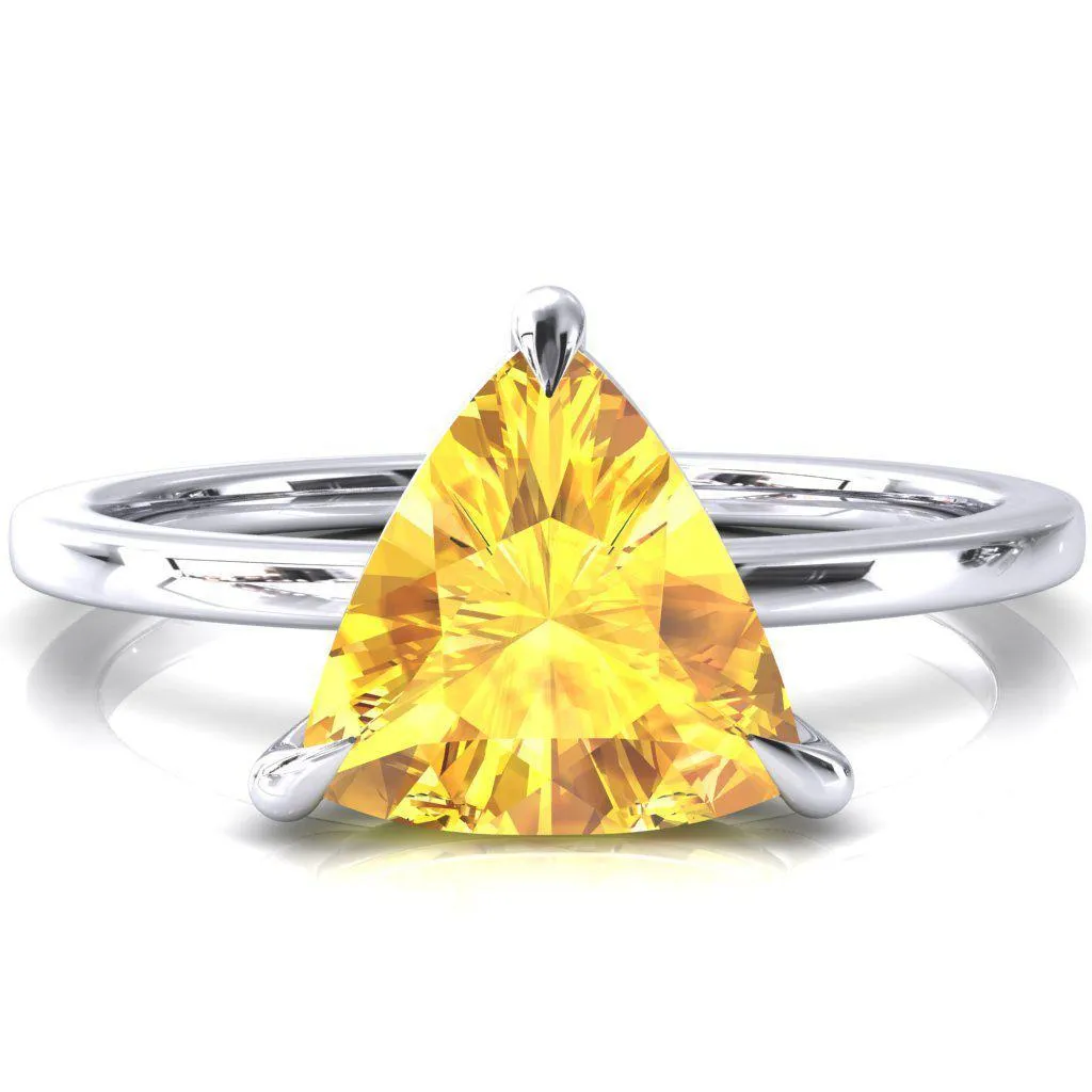Lyla Trillion Yellow Sapphire 4 Claw Prong Single Rail Solitaire Ring