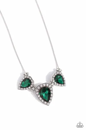 Majestic Met Ball - Green - Teardrop Gem Paparazzi Short Necklace