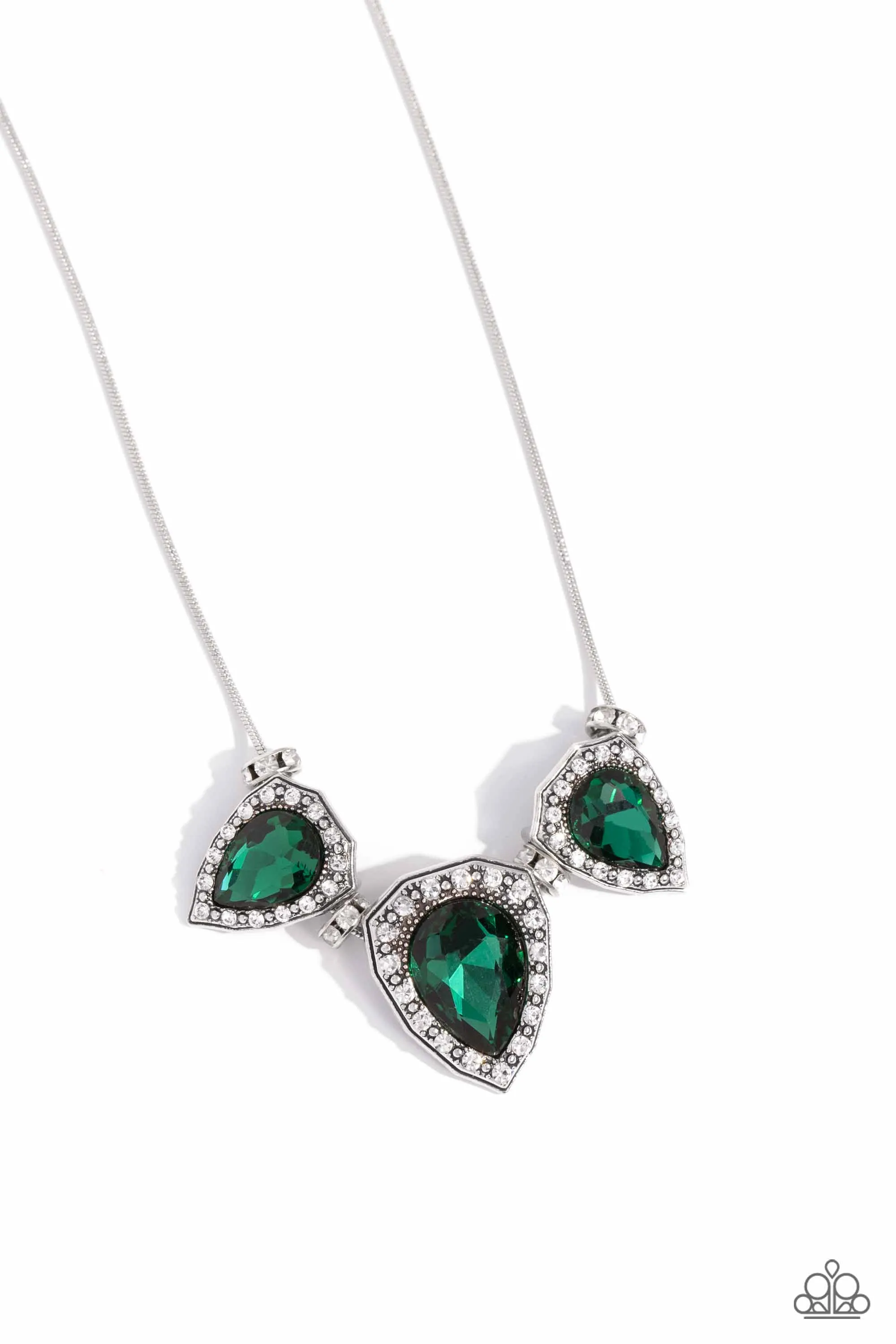 Majestic Met Ball - Green - Teardrop Gem Paparazzi Short Necklace