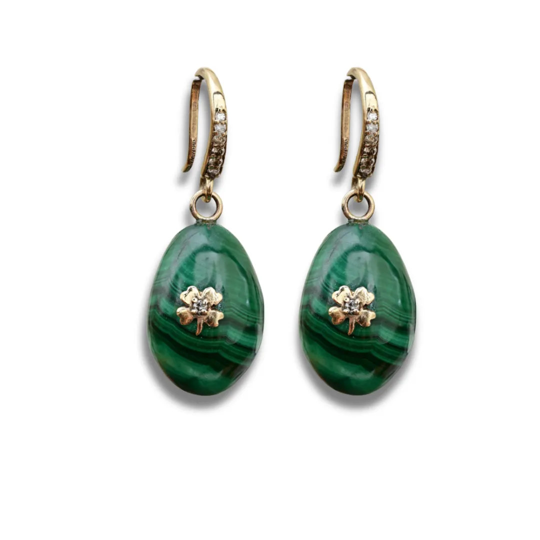 Malachite and Gold Earrings