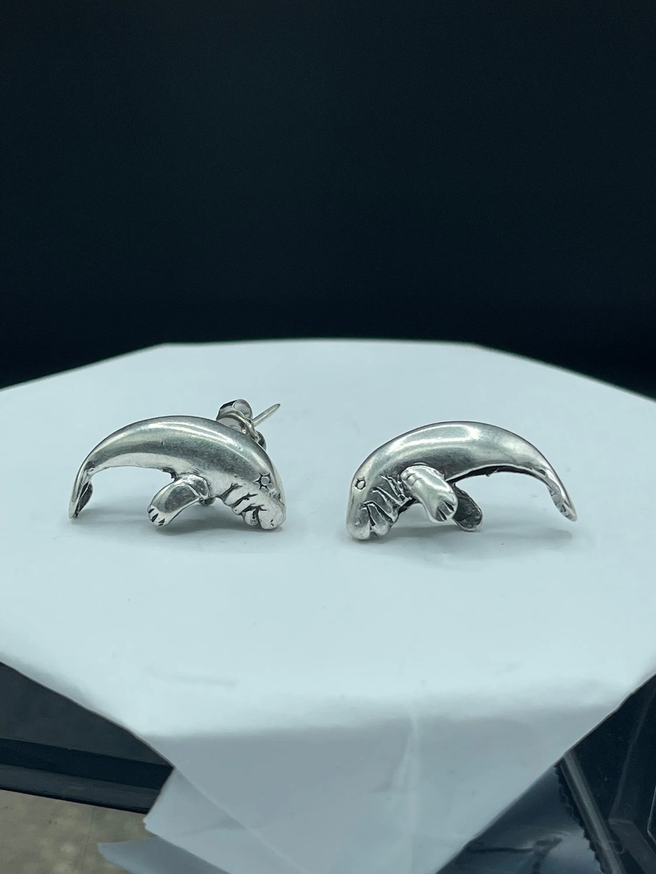 Manatee Sterling Silver Earrings