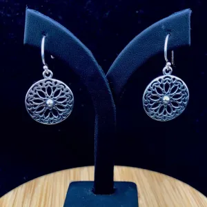 Mandala Silver Dangle Earrings