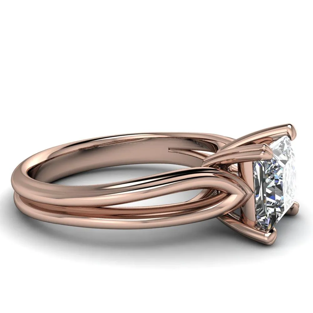 Martha Princess/Square Moissanite 4 Prong Split Shank Engagement Ring