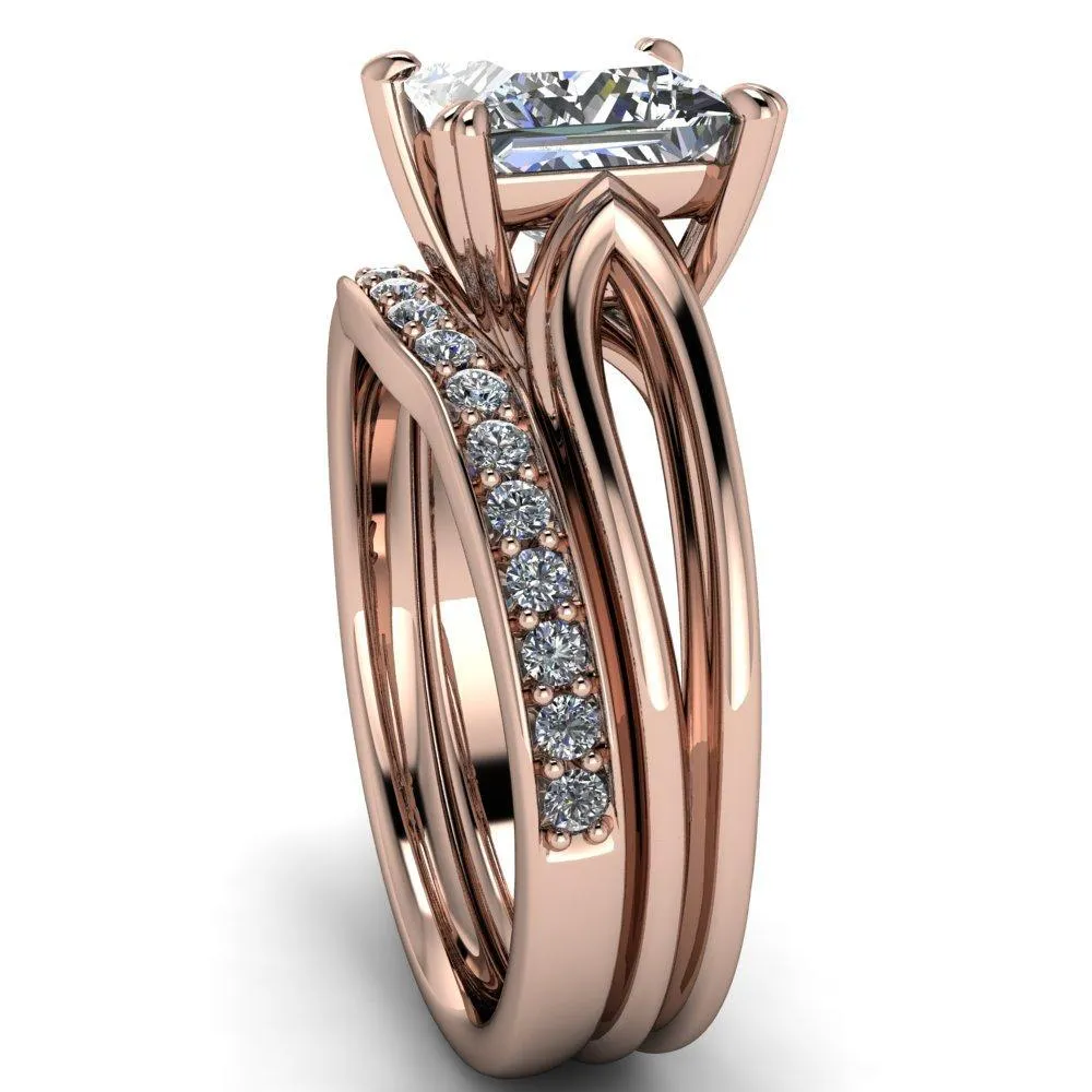 Martha Princess/Square Moissanite 4 Prong Split Shank Engagement Ring