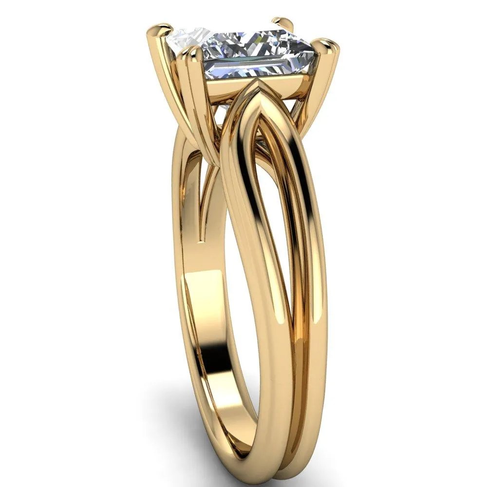 Martha Princess/Square Moissanite 4 Prong Split Shank Engagement Ring
