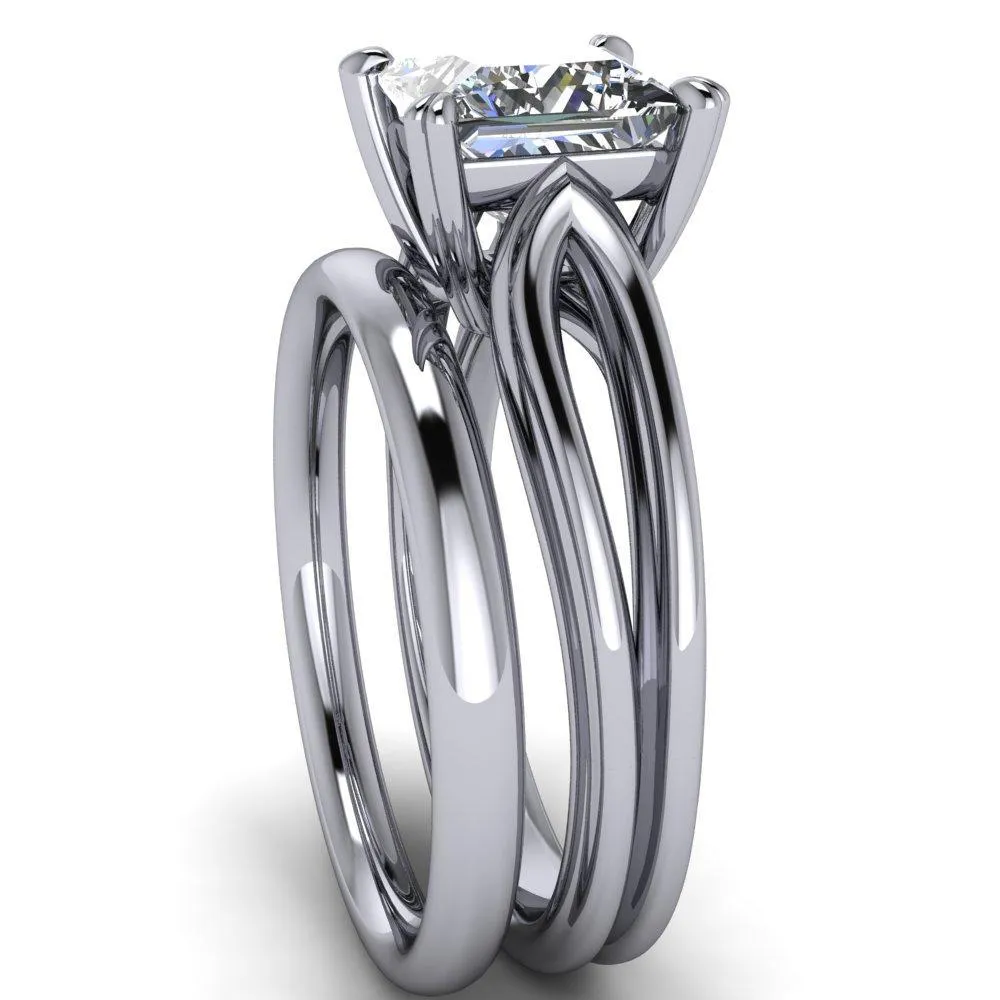 Martha Princess/Square Moissanite 4 Prong Split Shank Engagement Ring