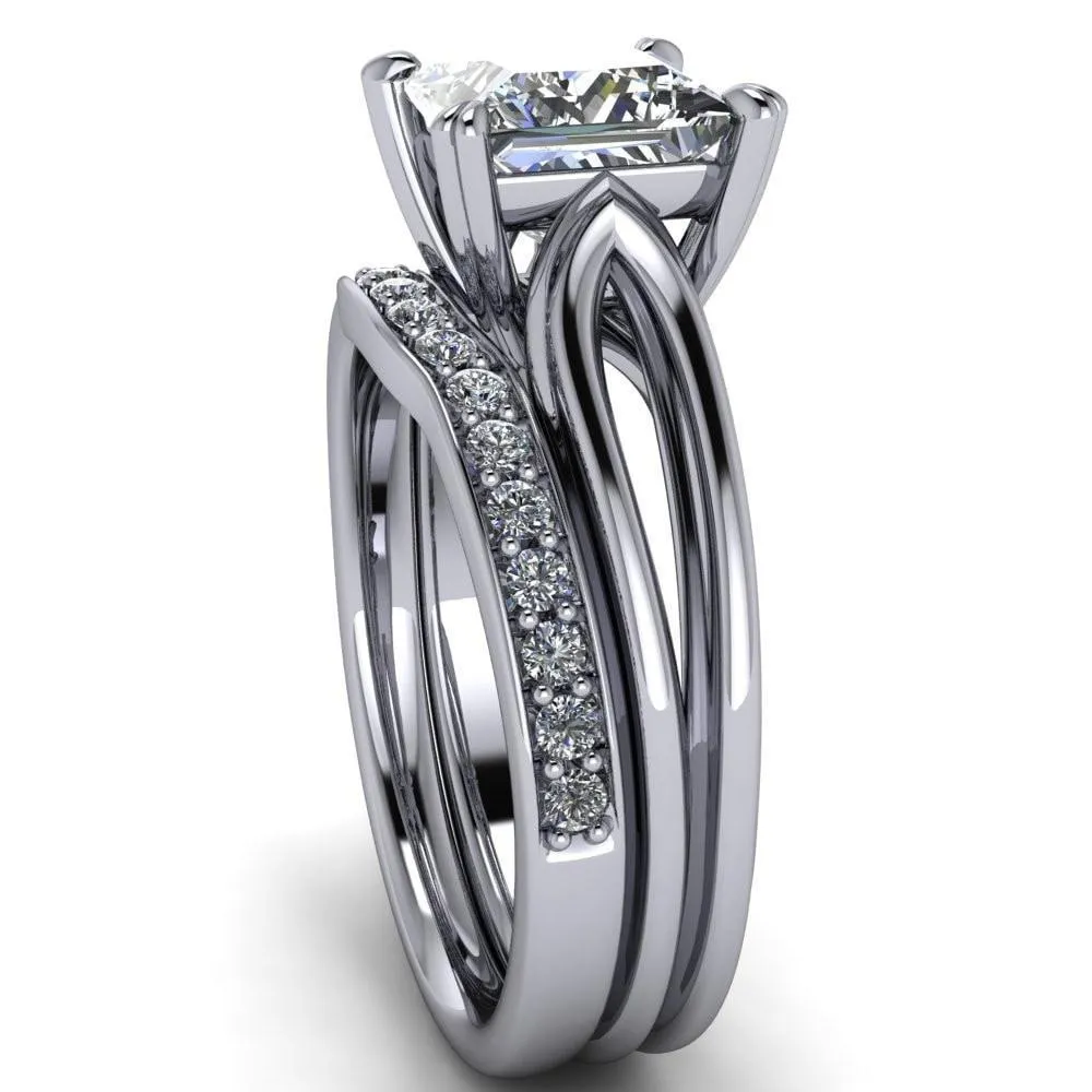 Martha Princess/Square Moissanite 4 Prong Split Shank Engagement Ring
