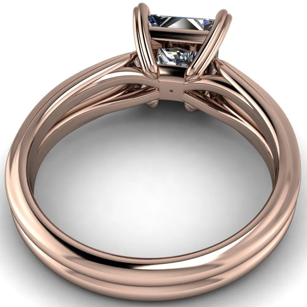 Martha Princess/Square Moissanite 4 Prong Split Shank Engagement Ring