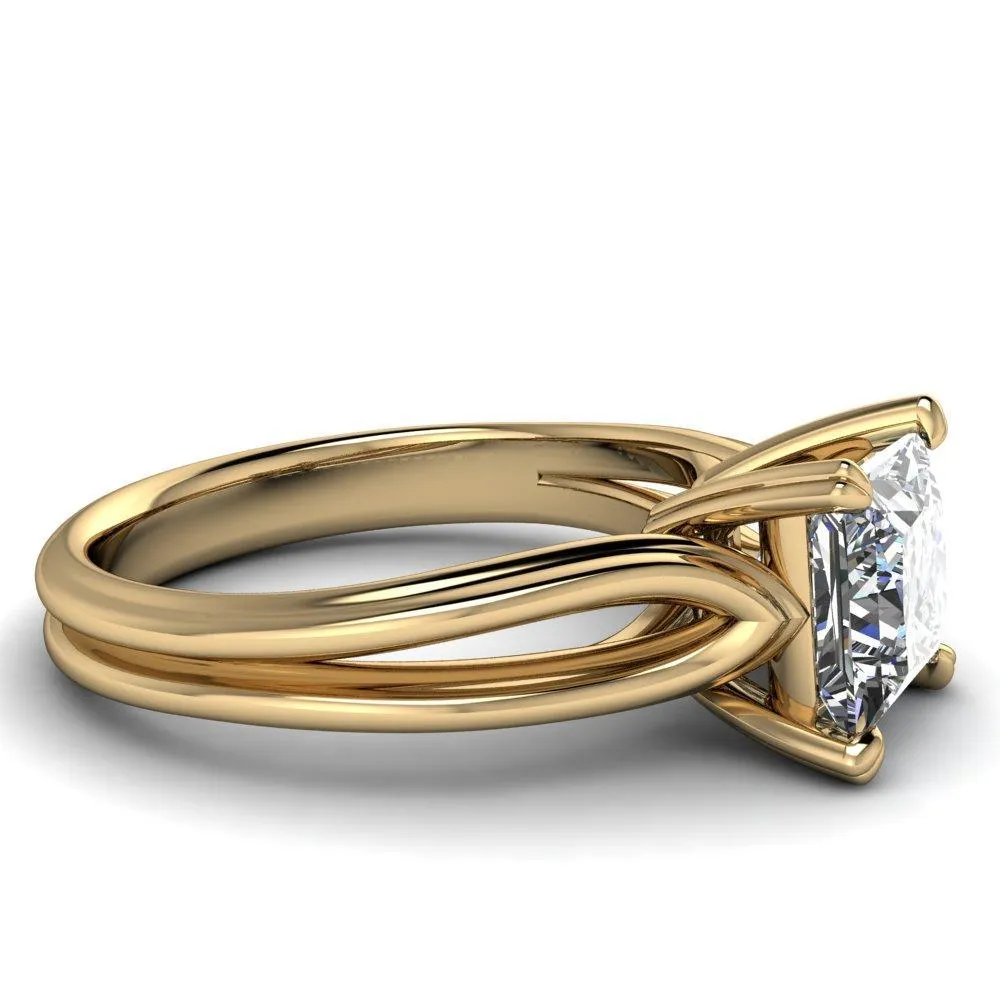 Martha Princess/Square Moissanite 4 Prong Split Shank Engagement Ring