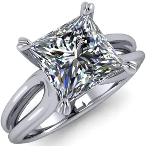 Martha Princess/Square Moissanite 4 Prong Split Shank Engagement Ring