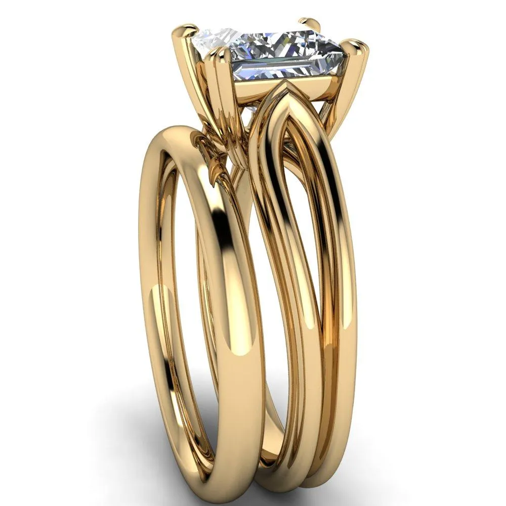Martha Princess/Square Moissanite 4 Prong Split Shank Engagement Ring