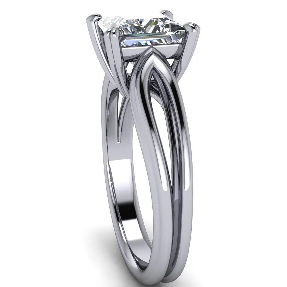 Martha Princess/Square Moissanite 4 Prong Split Shank Engagement Ring