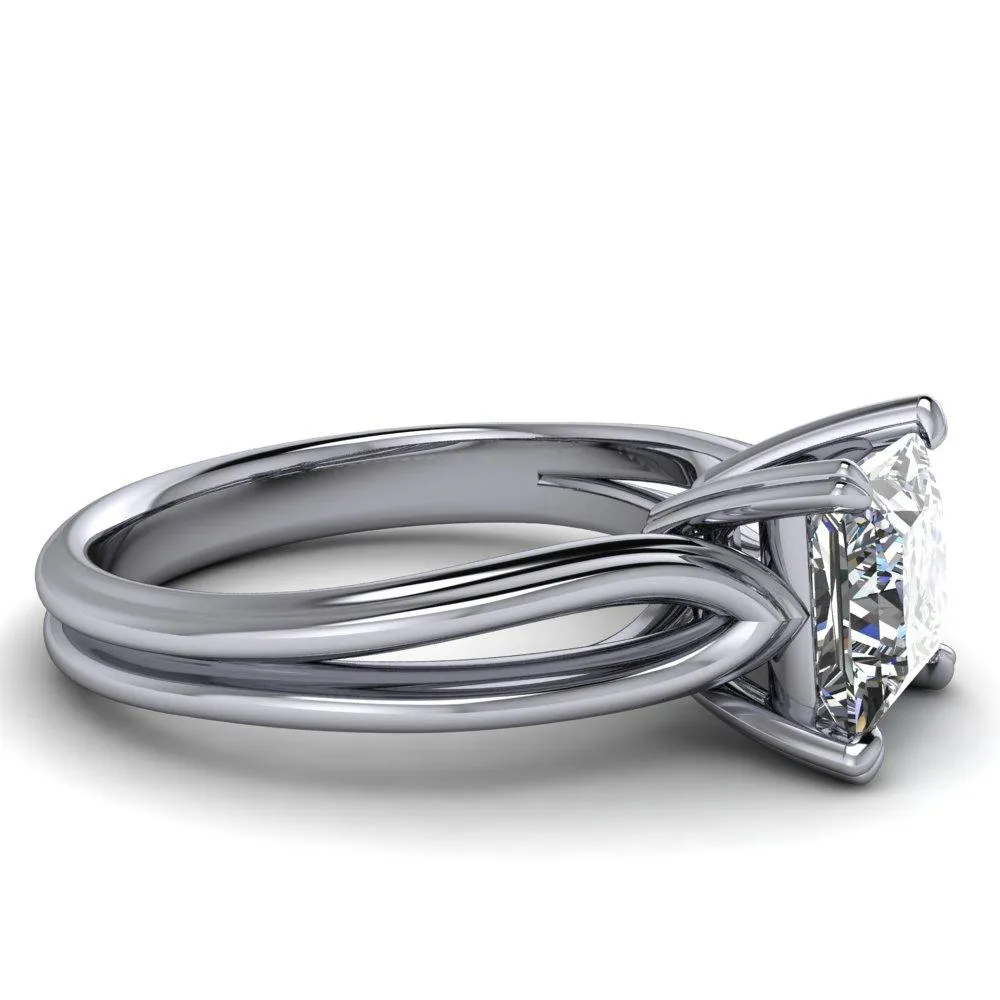 Martha Princess/Square Moissanite 4 Prong Split Shank Engagement Ring