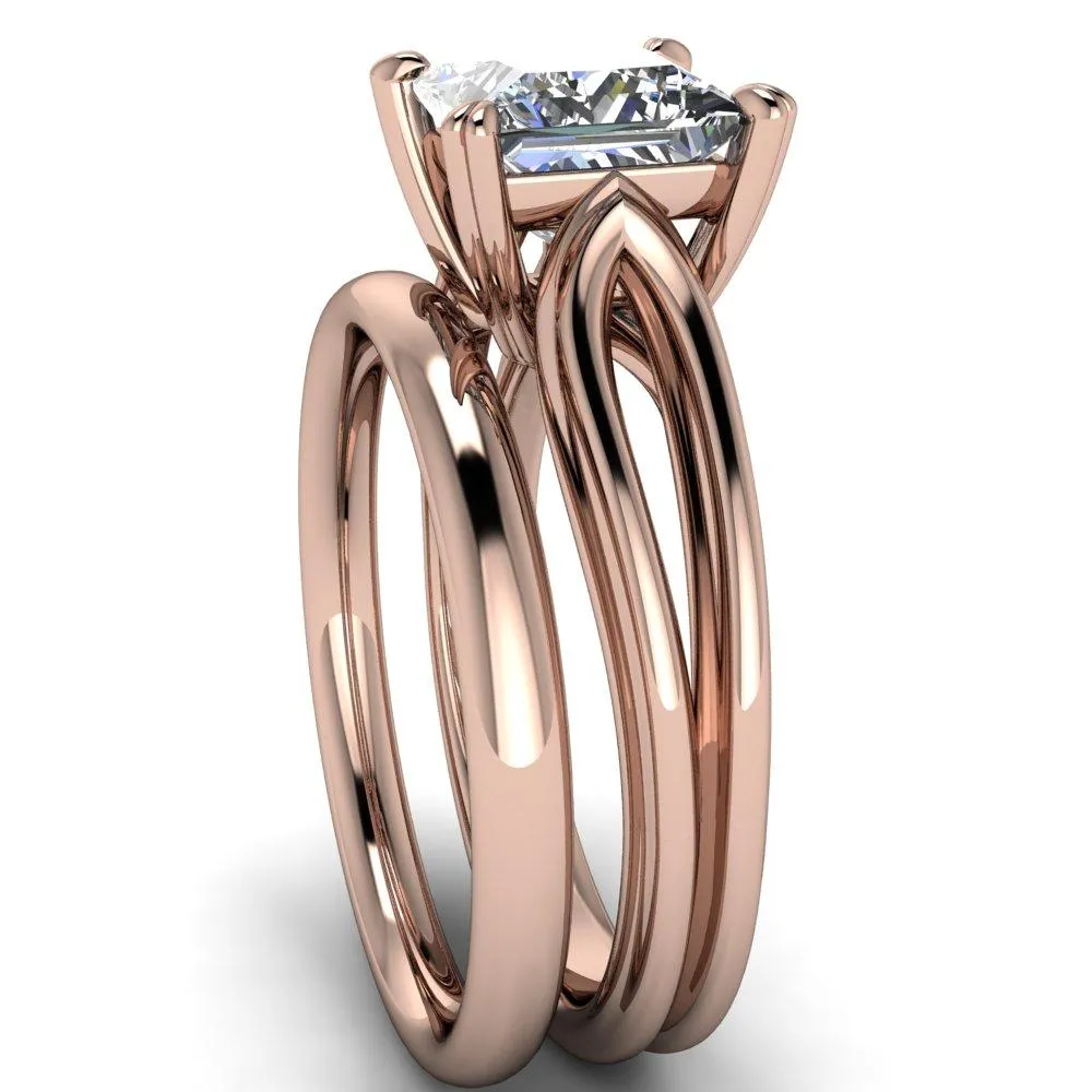 Martha Princess/Square Moissanite 4 Prong Split Shank Engagement Ring