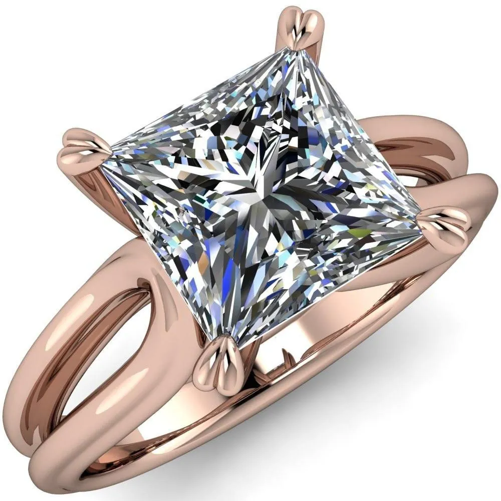 Martha Princess/Square Moissanite 4 Prong Split Shank Engagement Ring