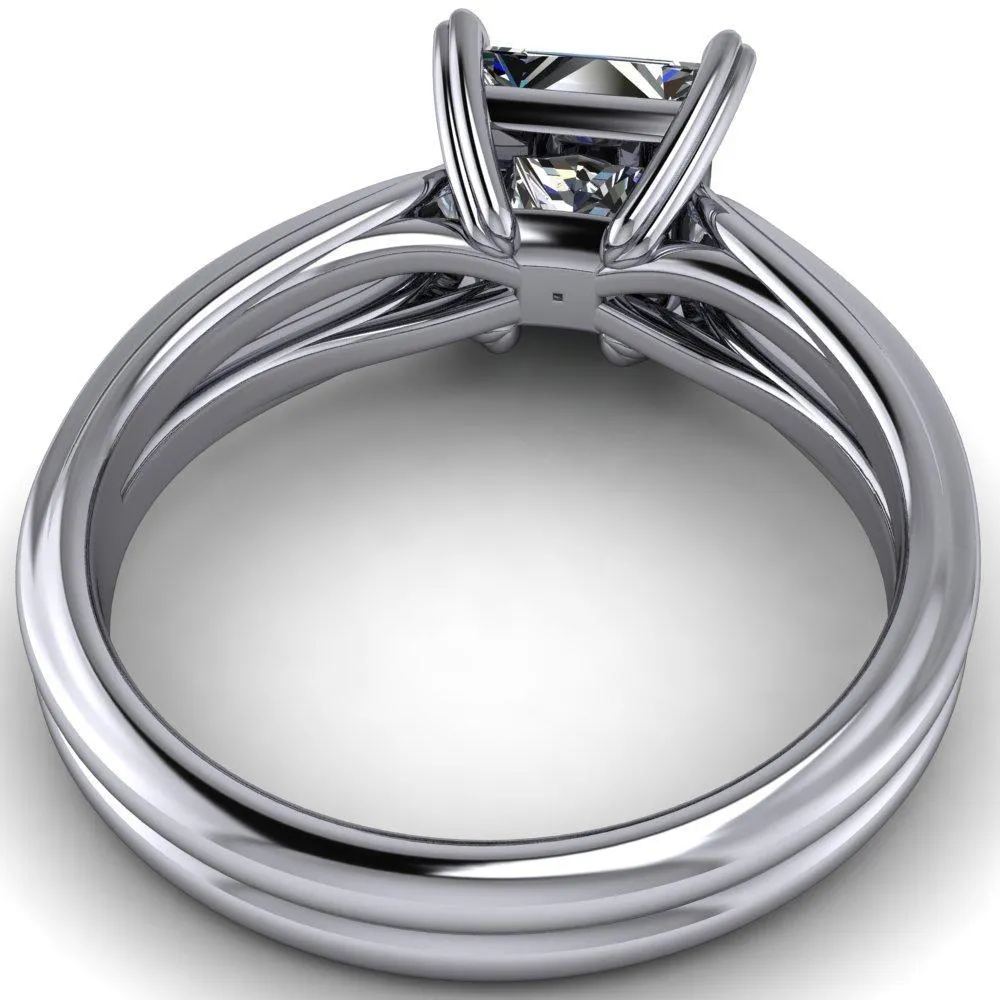 Martha Princess/Square Moissanite 4 Prong Split Shank Engagement Ring