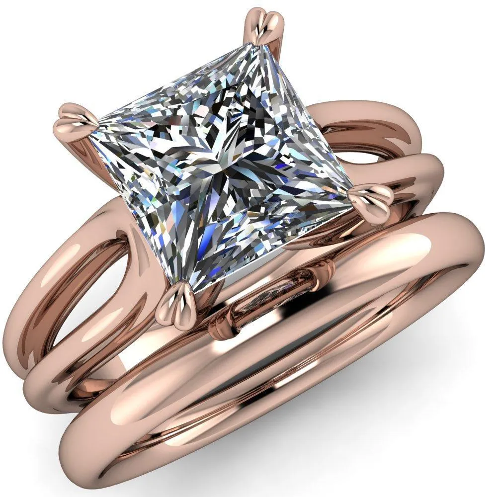 Martha Princess/Square Moissanite 4 Prong Split Shank Engagement Ring