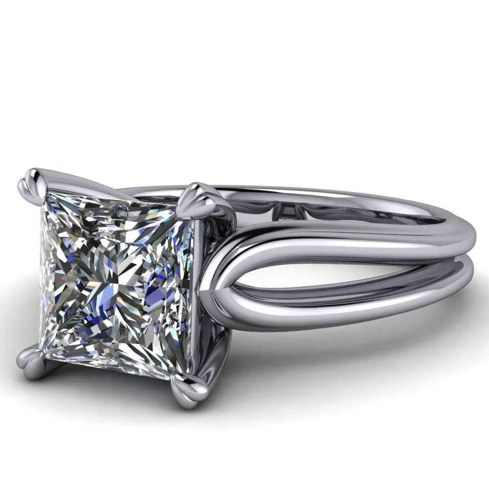 Martha Princess/Square Moissanite 4 Prong Split Shank Engagement Ring