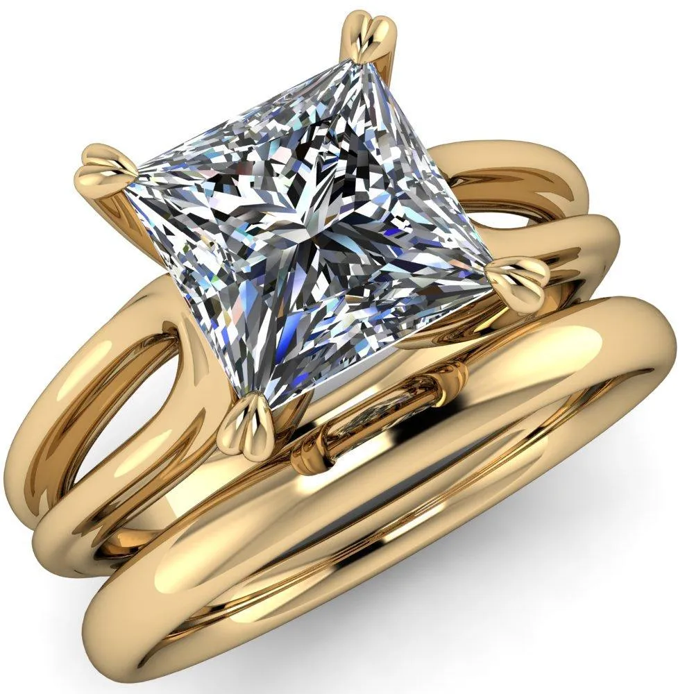 Martha Princess/Square Moissanite 4 Prong Split Shank Engagement Ring
