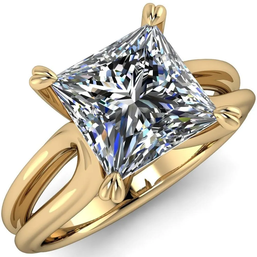 Martha Princess/Square Moissanite 4 Prong Split Shank Engagement Ring