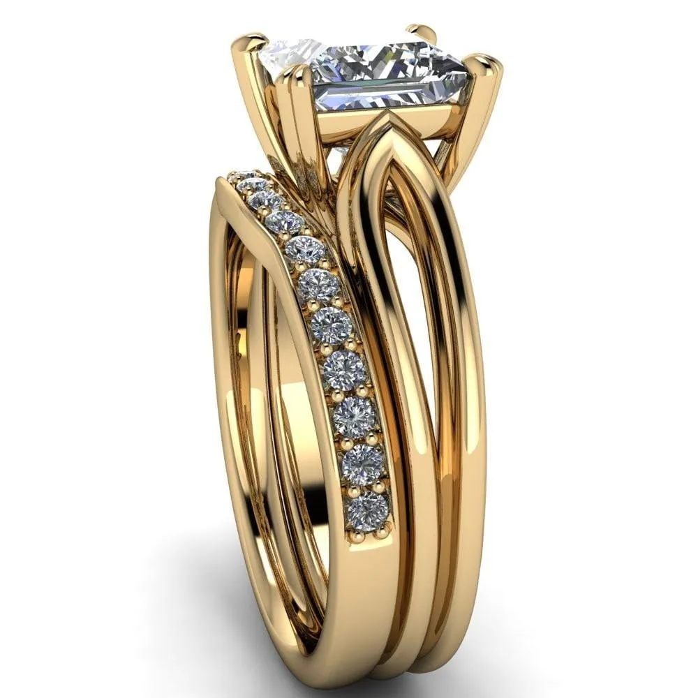 Martha Princess/Square Moissanite 4 Prong Split Shank Engagement Ring