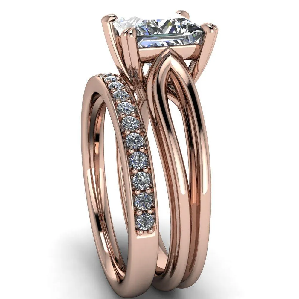Martha Princess/Square Moissanite 4 Prong Split Shank Engagement Ring