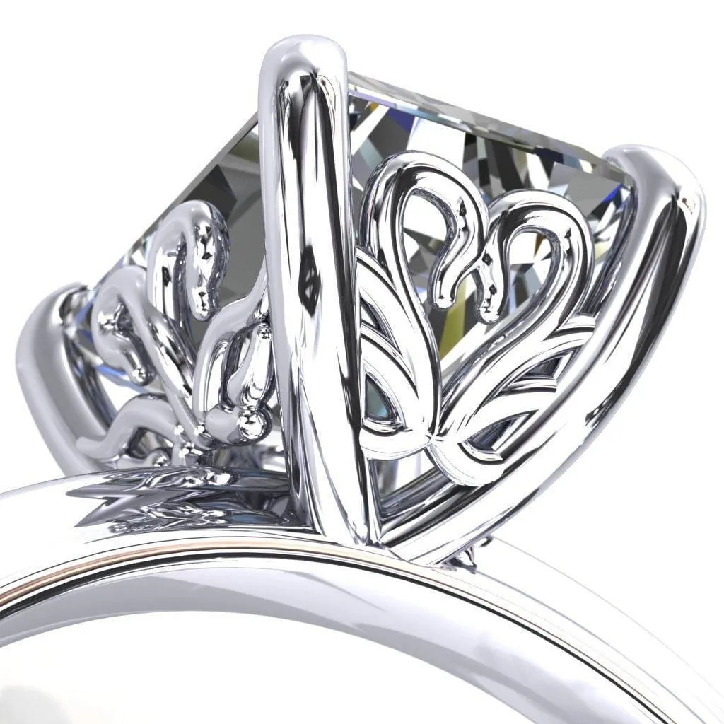 Mate For Life Emerald Center Stone Swan Engagement Ring