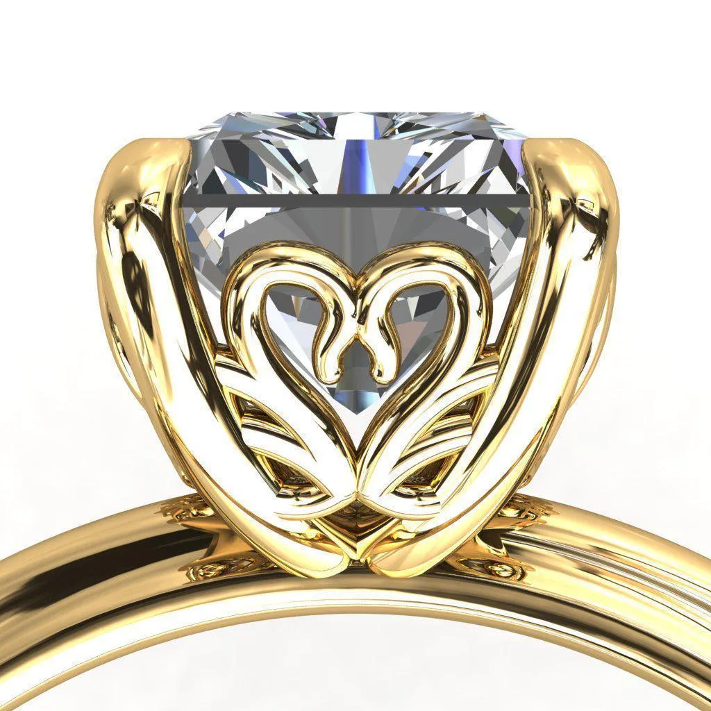 Mate For Life Emerald Center Stone Swan Engagement Ring