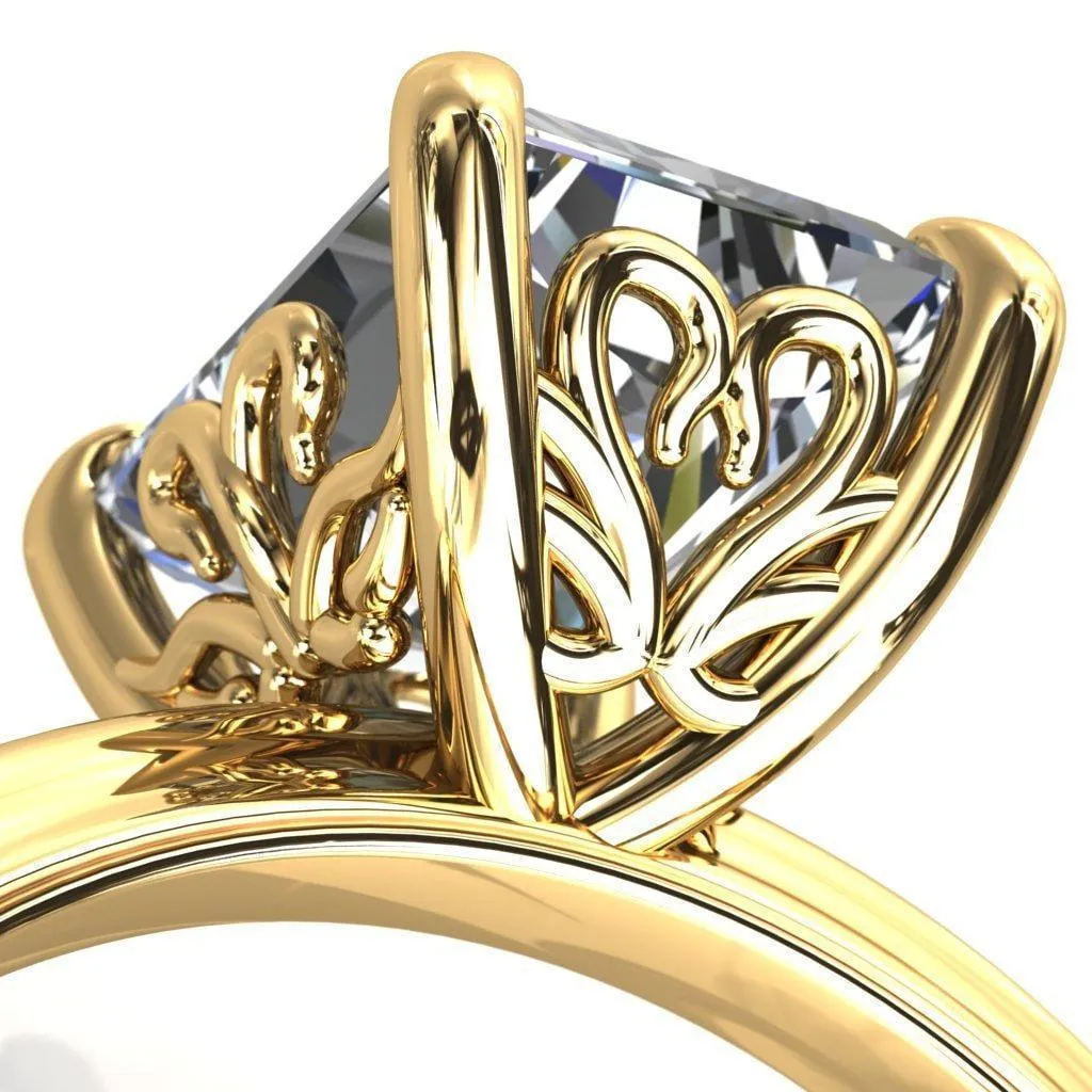 Mate For Life Emerald Center Stone Swan Engagement Ring