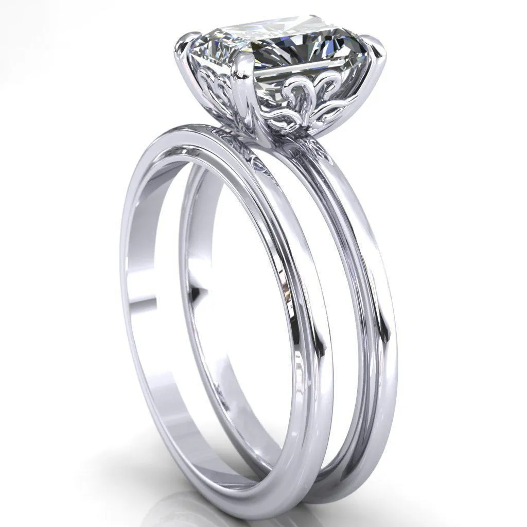 Mate For Life Emerald Center Stone Swan Engagement Ring