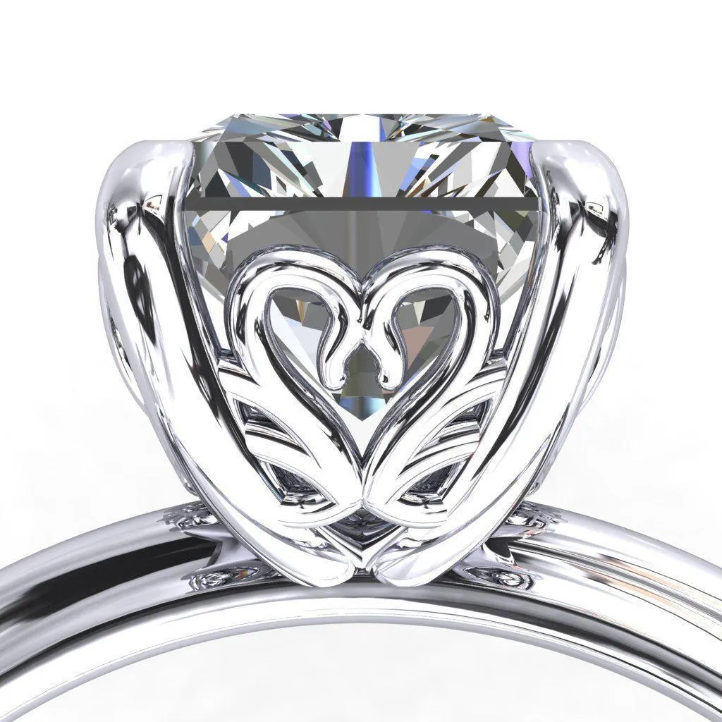 Mate For Life Emerald Center Stone Swan Engagement Ring